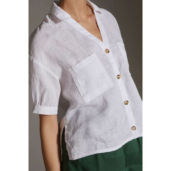 SOLD! Pilcro Linen Surf Buttondown Shirt XXS White - Picture 2 of 8